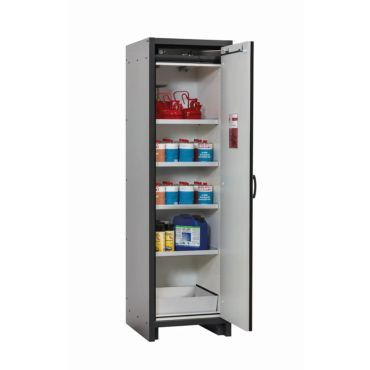 Sicherheitsschrank Typ 30 asecos Q-CLASSIC-30, Flügeltür, Anschlag rechts, Front Lichtgrau, B 564 x T 620 x H 1947 mm