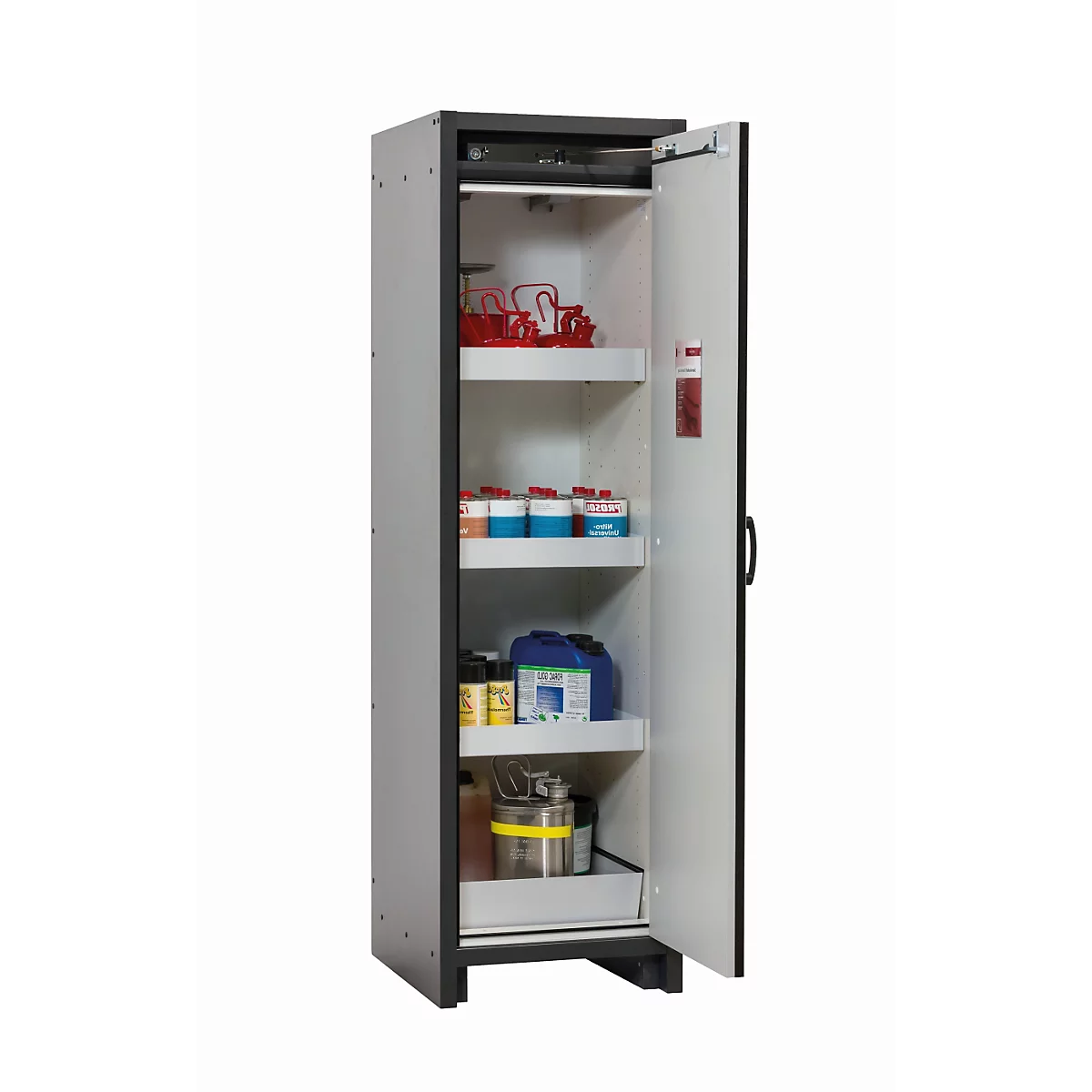 Sicherheitsschrank Typ 30 asecos Q-CLASSIC-30, Flügeltür, Anschlag rechts, Front Lichtgrau, B 564 x T 620 x H 1947 mm