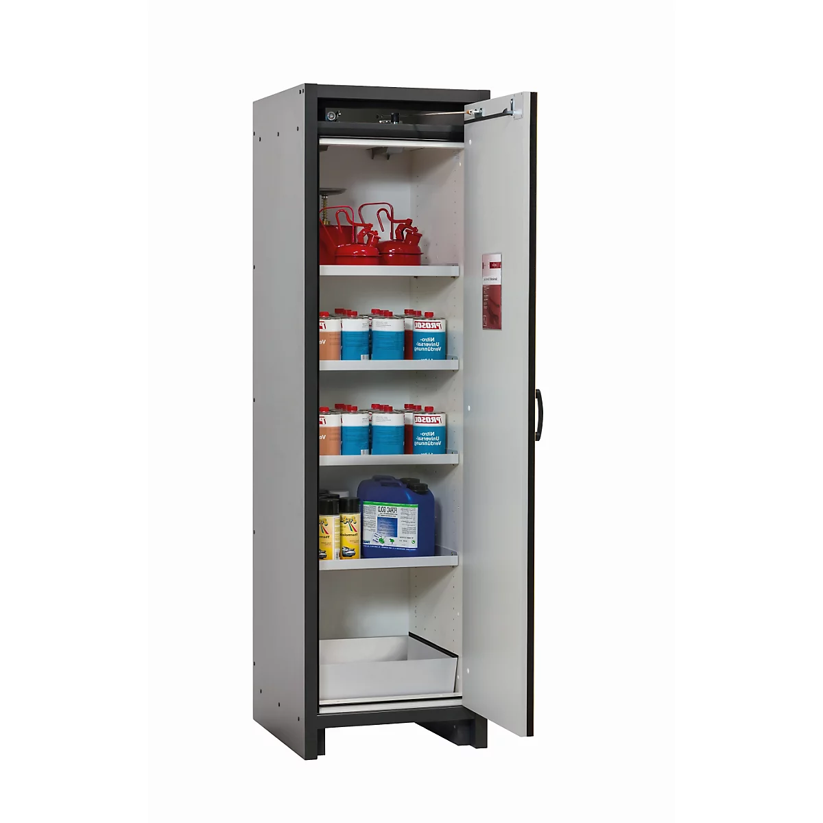 Sicherheitsschrank Typ 30 asecos Q-CLASSIC-30, Flügeltür, Anschlag rechts, Front Sicherheitsgelb, B 564 x T 620 x H 1947 mm