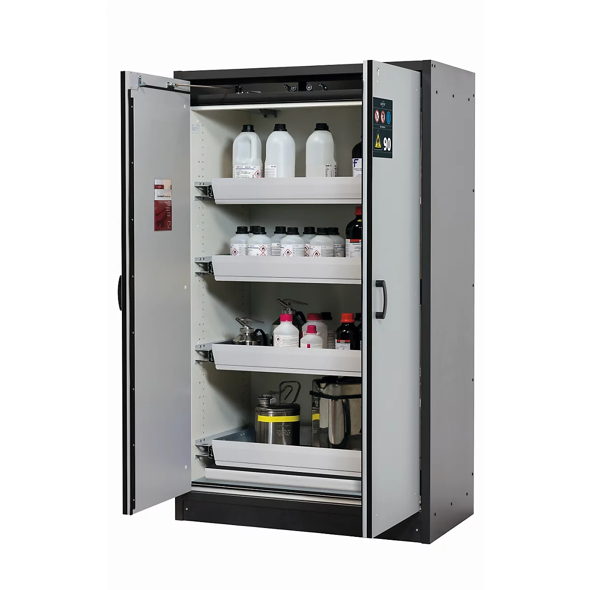 Sicherheitsschrank Typ 30 asecos Q-CLASSIC-30, Flügeltüren, Front Lichtgrau, B 1164 x T 620 x H 1947 mm