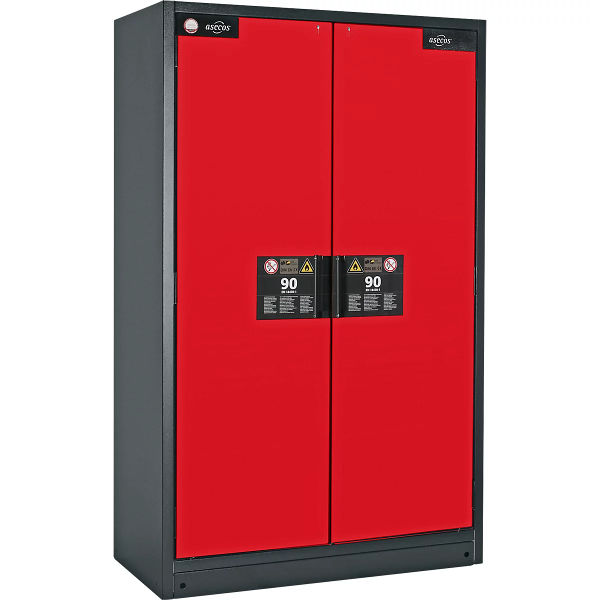 Sicherheitsschrank Typ 90 Asecos Q-CLASSIC-90 asecos, B 1200 mm, 3 Böden, verkehrsrot