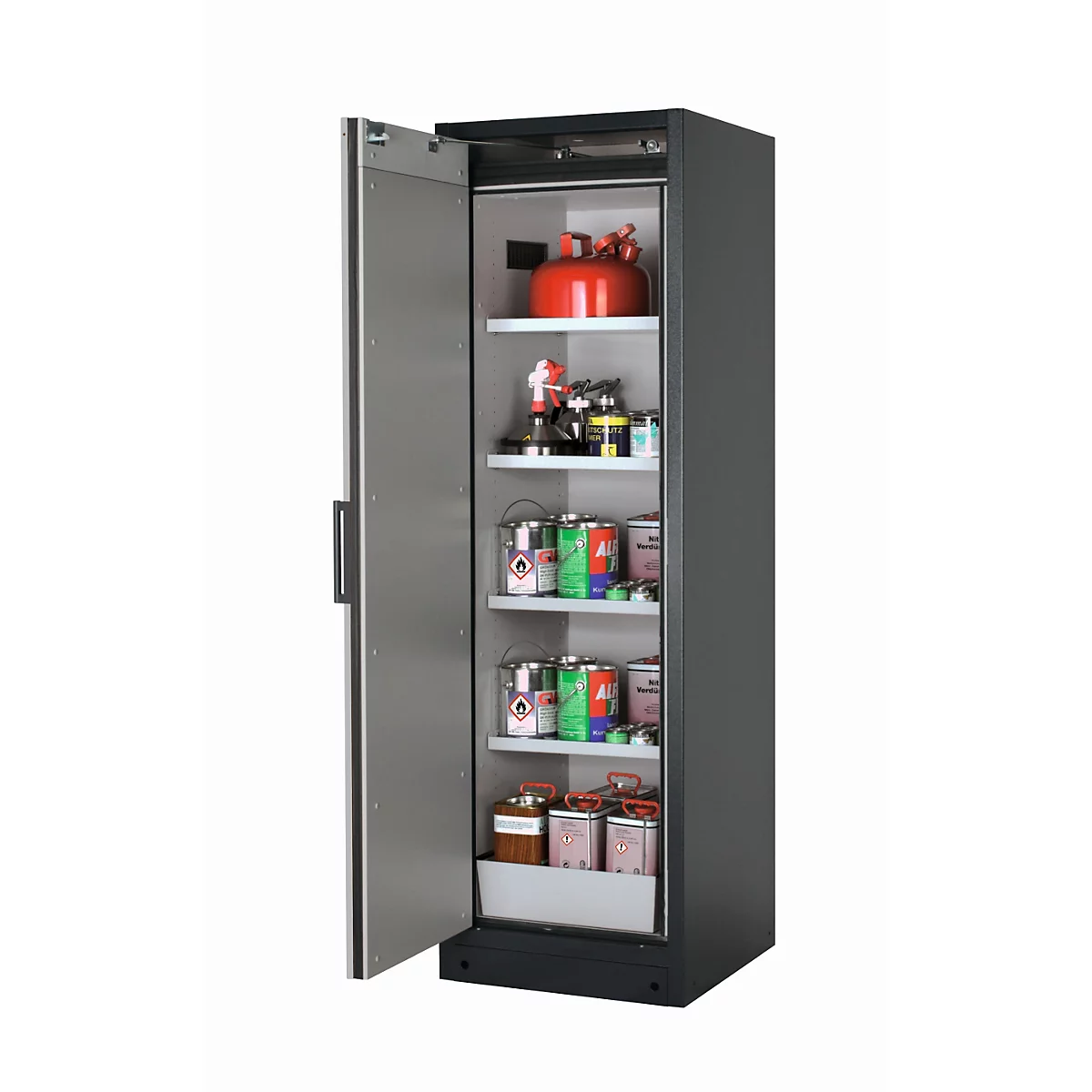 Sicherheitsschrank Typ 90 asecos Q-PEGASUS-90, Flügeltür mit Schließ-Automatik, Anschlag links, Front Reinweiß, B 599 x T 615 x H 1953 mm