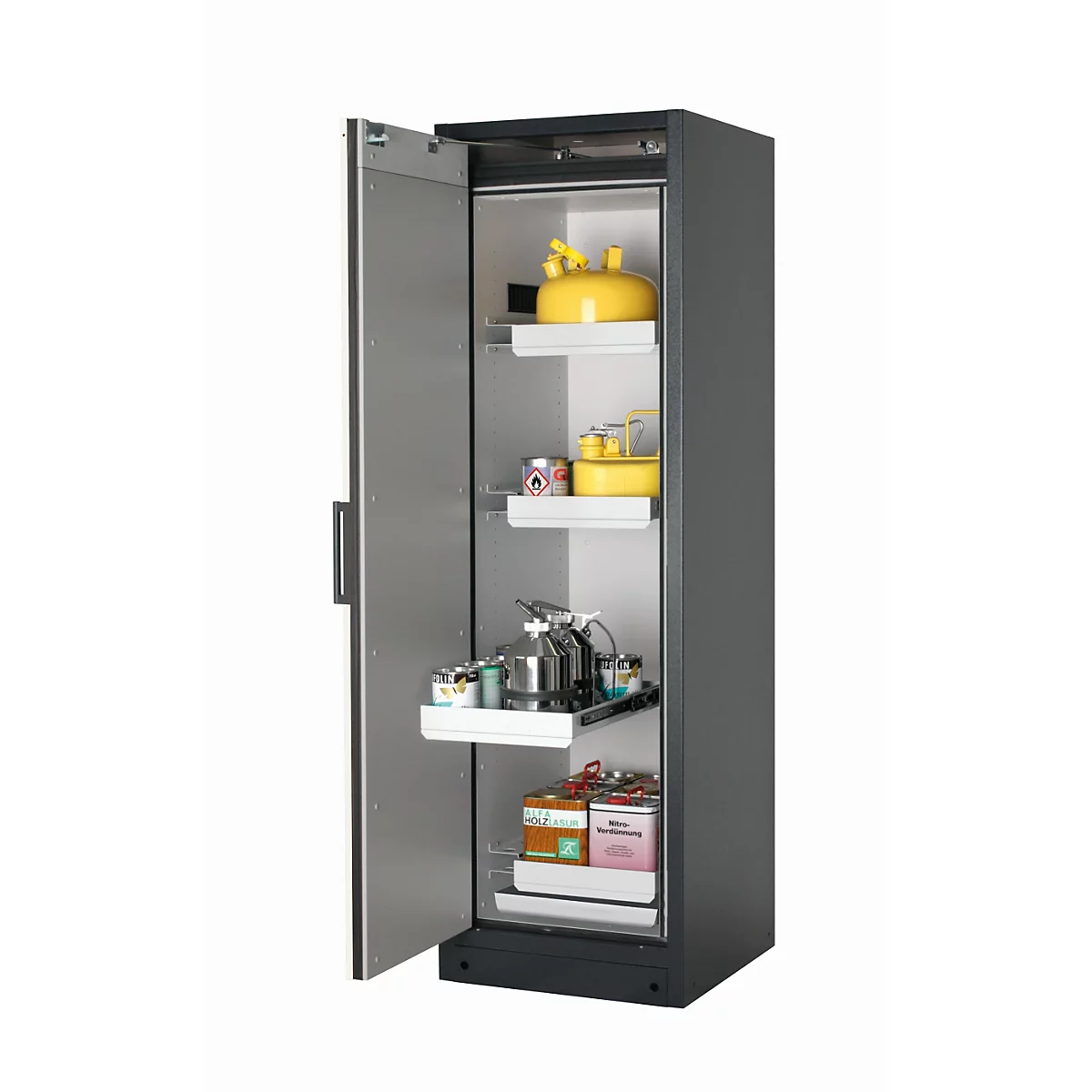 Sicherheitsschrank Typ 90 asecos Q-PEGASUS-90, Flügeltür mit Schliess-Automatik, Anschlag links, Front Reinweiss, B 599 x T 615 x H 1953 mm