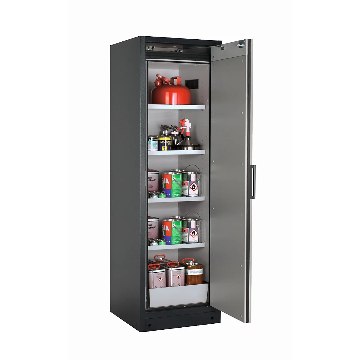 Sicherheitsschrank Typ 90 asecos Q-PEGASUS-90, Flügeltür mit Schließ-Automatik, Anschlag rechts, Front Reinweiß, B 599 x T 615 x H 1953 mm