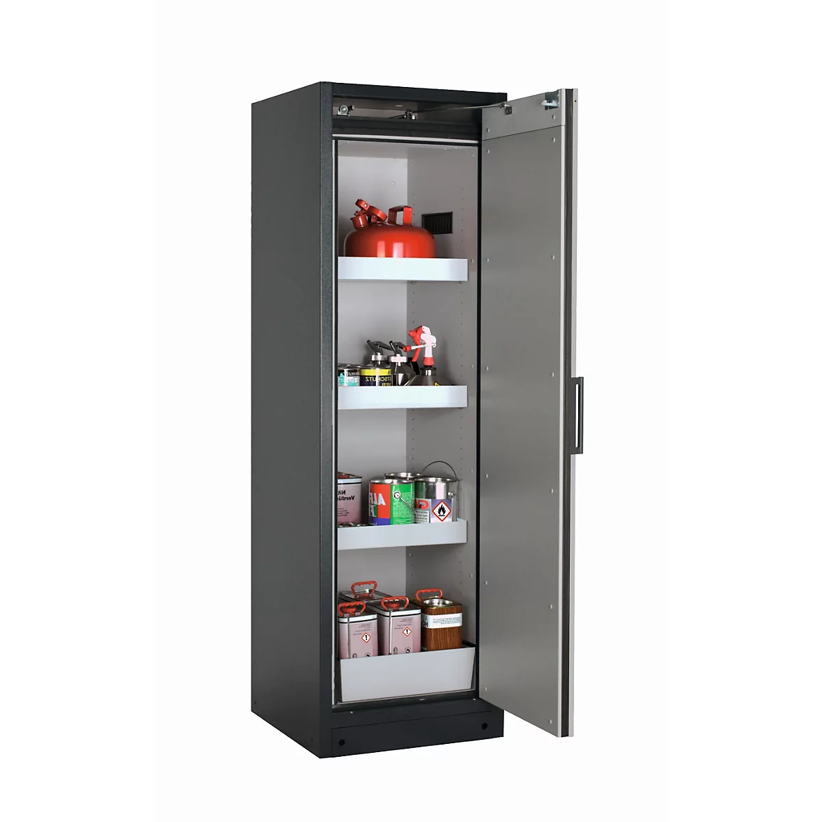 Sicherheitsschrank Typ 90 asecos Q-PEGASUS-90, Flügeltür mit Schließ-Automatik, Anschlag rechts, Front Reinweiß, B 599 x T 615 x H 1953 mm