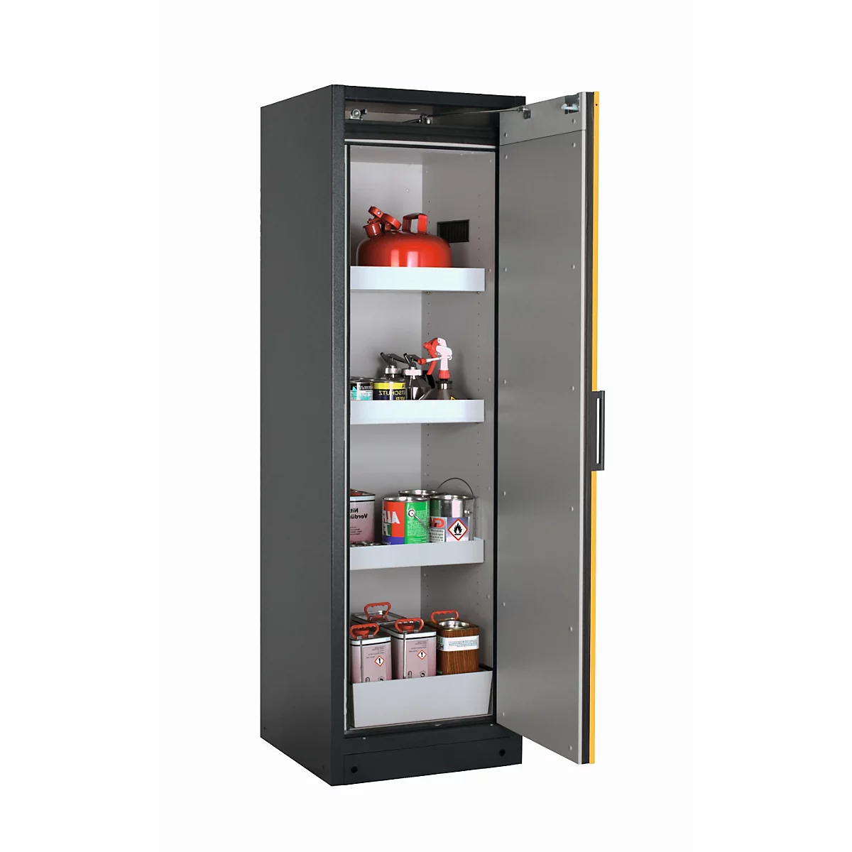 Sicherheitsschrank Typ 90 asecos Q-PEGASUS-90, Flügeltür mit Schließ-Automatik, Anschlag rechts, Front Sicherheitsgelb, B 599 x T 615 x H 1953 mm