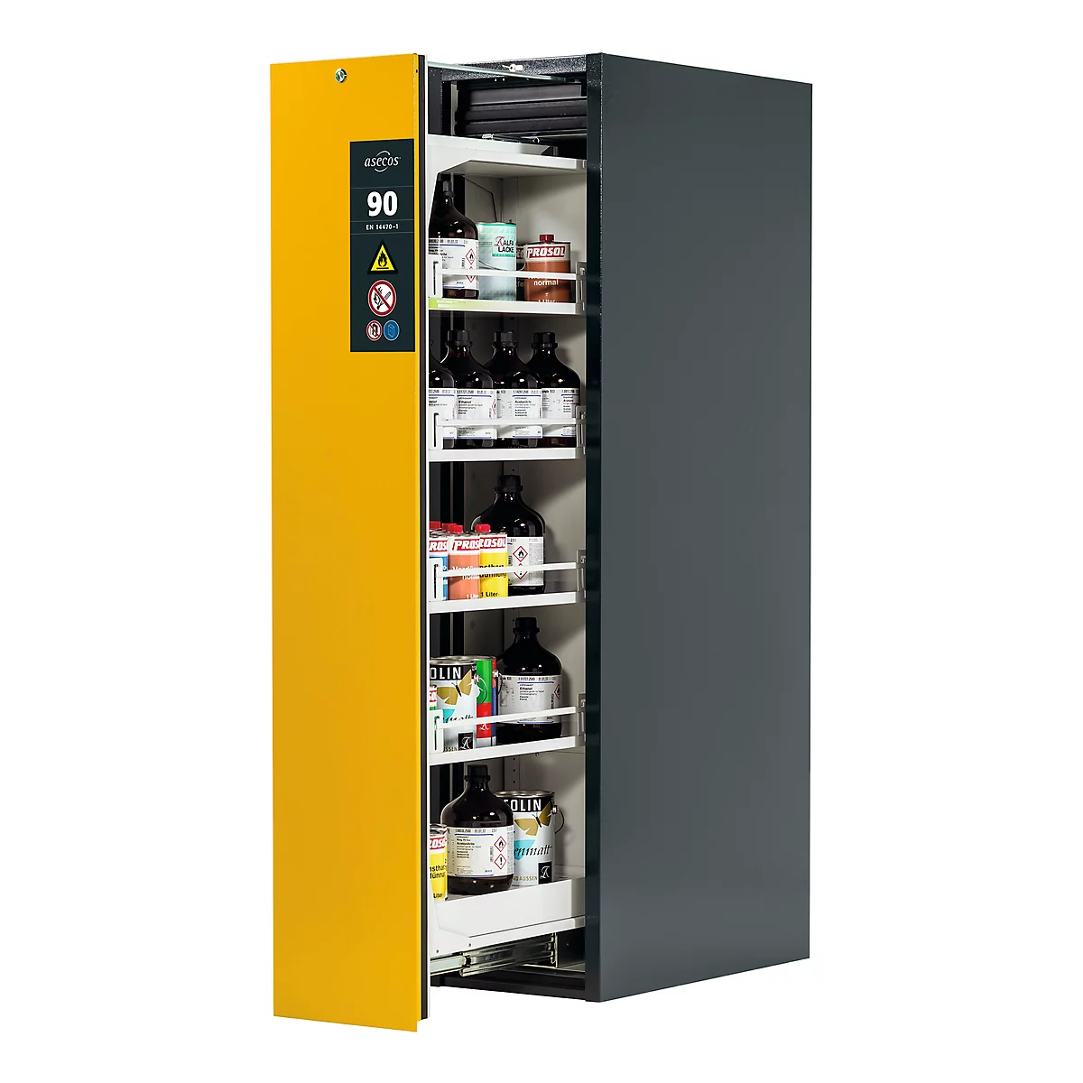 Sicherheitsschrank Typ 90 Asecos V-MOVE-90, 1 Vertikalauszug, Anthrazitgrau/Goldgelb