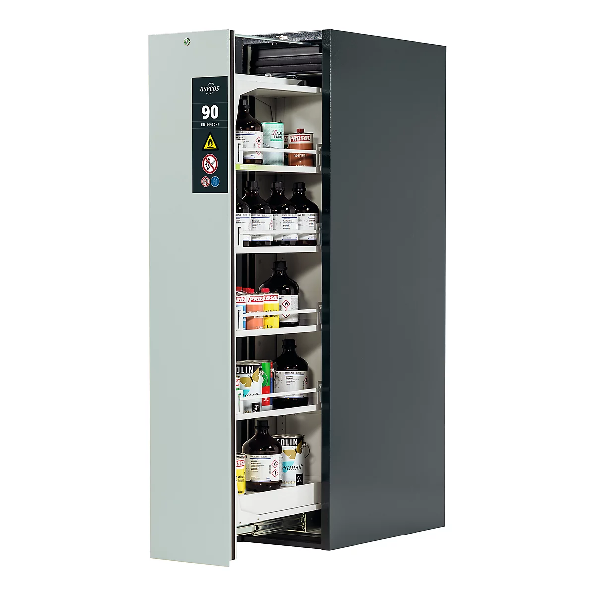 Sicherheitsschrank Typ 90 Asecos V-MOVE-90, 1 Vertikalauszug, Anthrazitgrau/Lichtgrau
