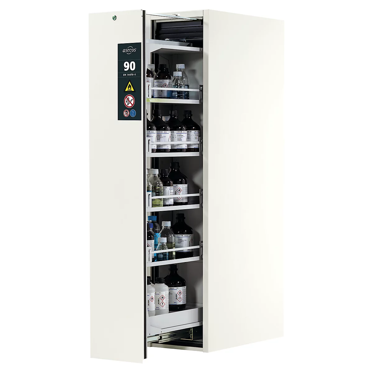 Sicherheitsschrank Typ 90 Asecos V-MOVE-90, 1 Vertikalauszug, Reinweiß/Reinweiß