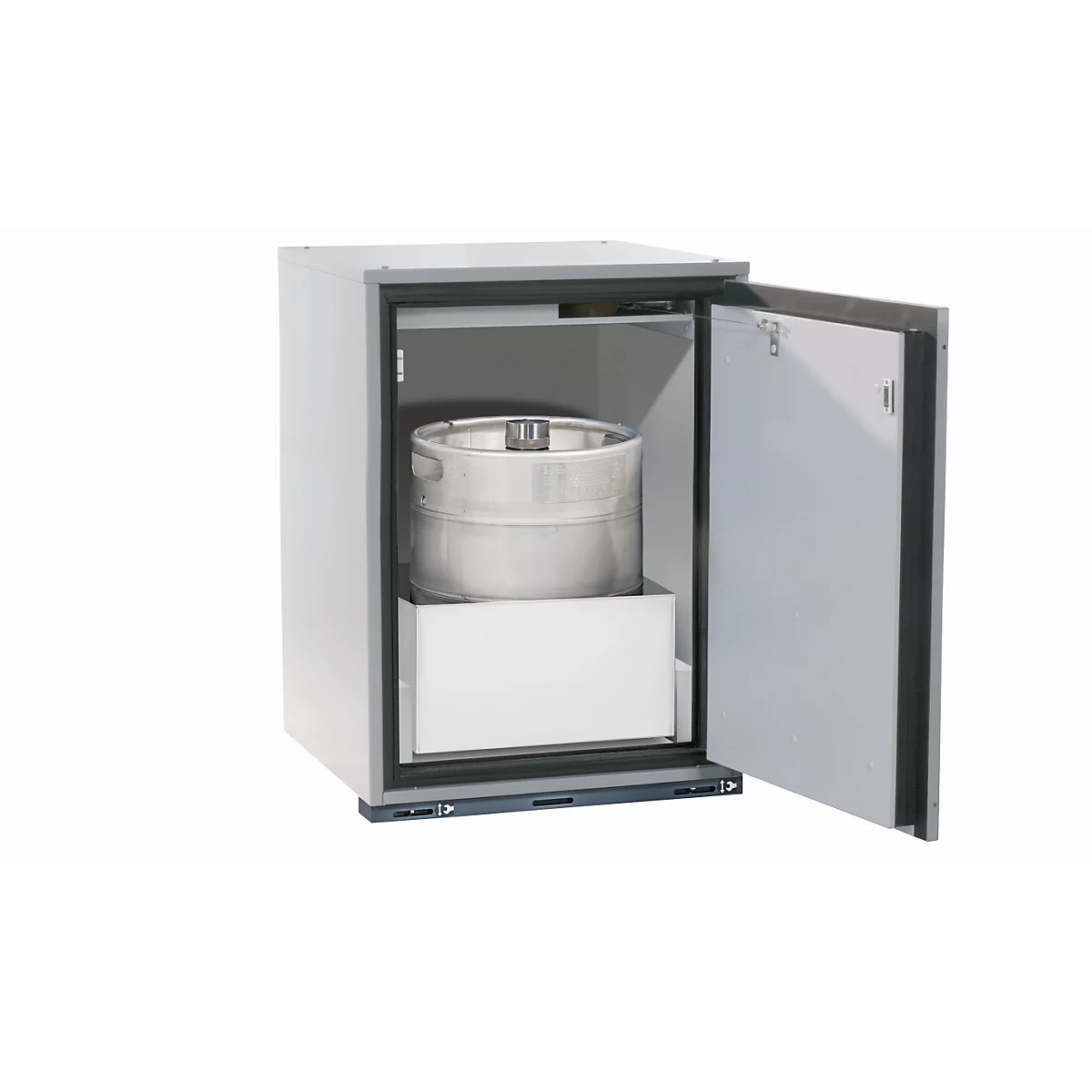 Sicherheitsunterbauschrank Typ 90 asecos UB-T-90, Flügeltür, Anschlag rechts, Front Lichtgrau, B 593 x T 600 x H 800 mm