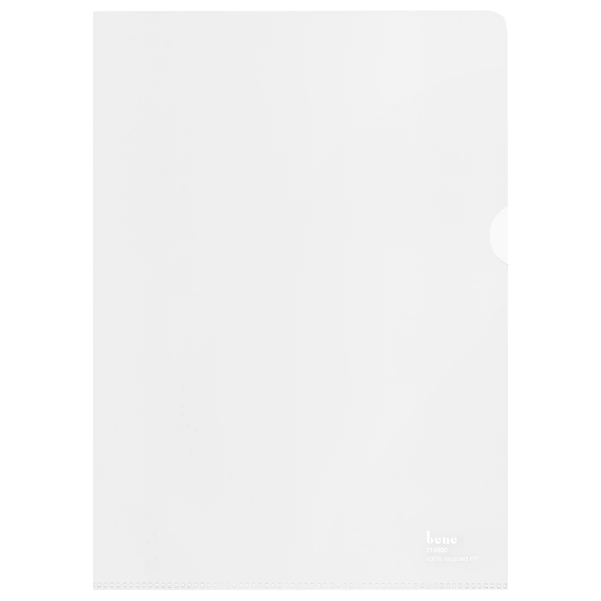 Sichthüllen Bene, A4, ungelocht, oben & rechts offen, Folienstärke 100 µ, 100 % Recycling-PP, transparent-klar, 100 Stück