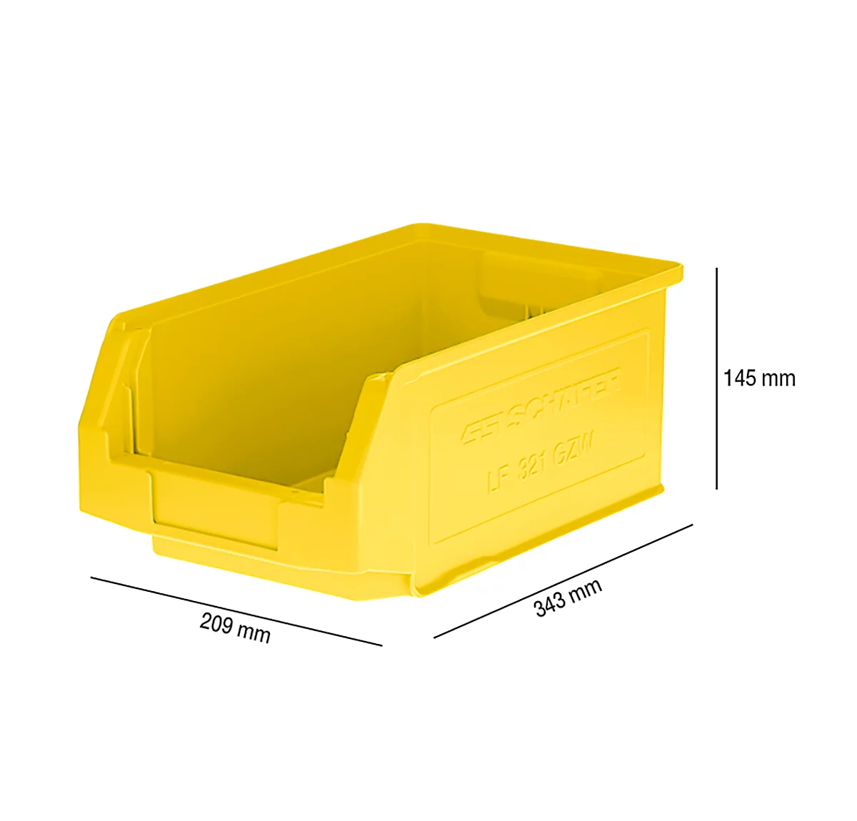 Sichtlagerkasten SSI Schäfer LF 321, Polypropylen, L 343 x B 209 x H 145 mm, 7,5 l, gelb