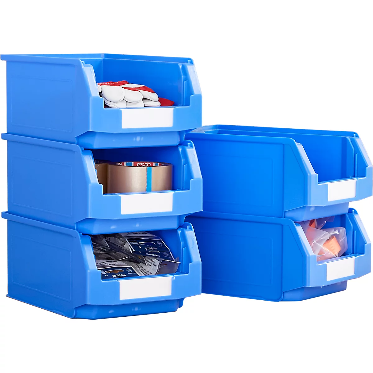 Sichtlagerkasten SSI Schäfer LF 321, Polypropylen, L 350 x B 220 x H 145 mm, 7,5 l, blau, 5 Stück
