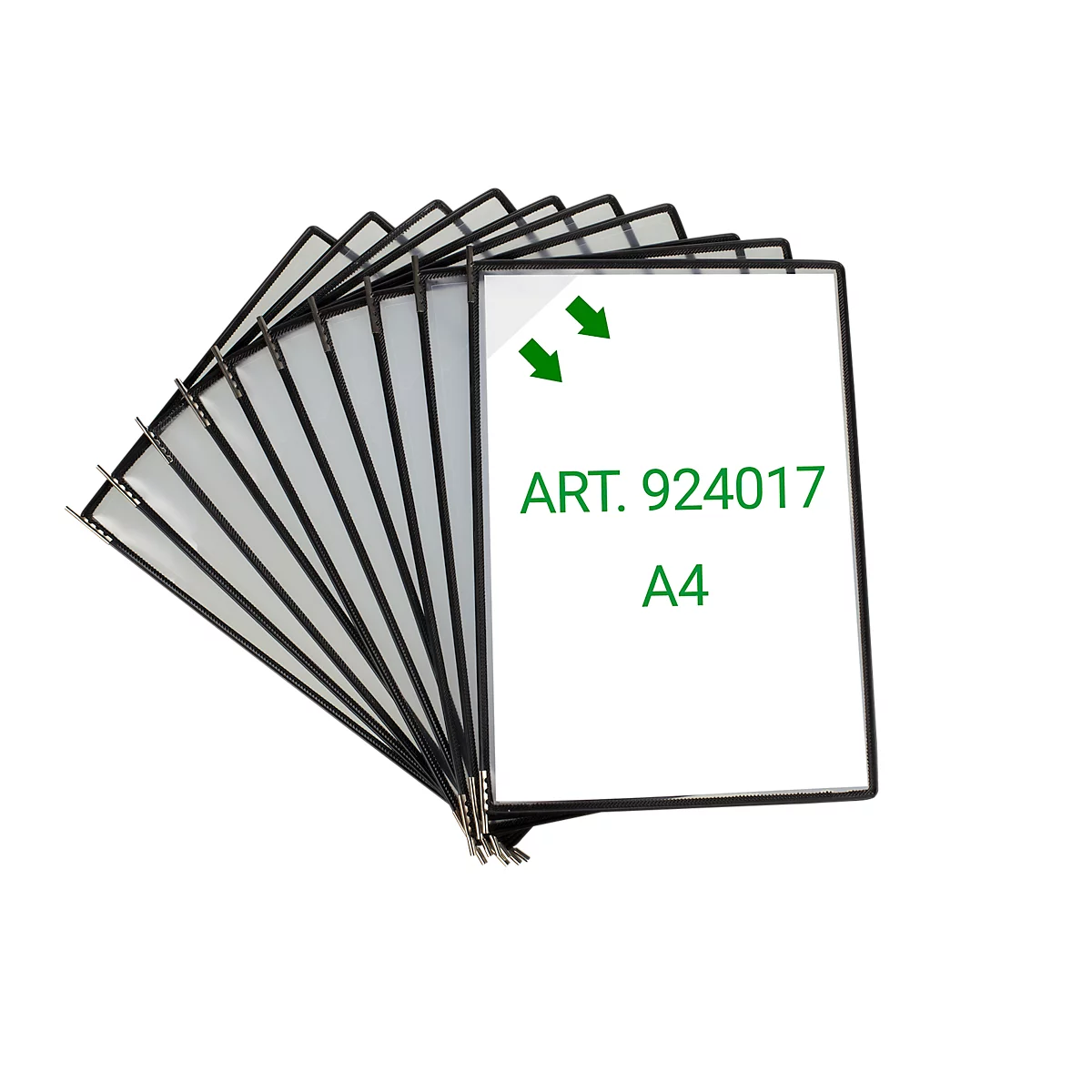 Sichttafel Tarifold Easy Load Pro, DIN A4, 10 St., Eckverschluss, Metalldrehzapfen, schwarz