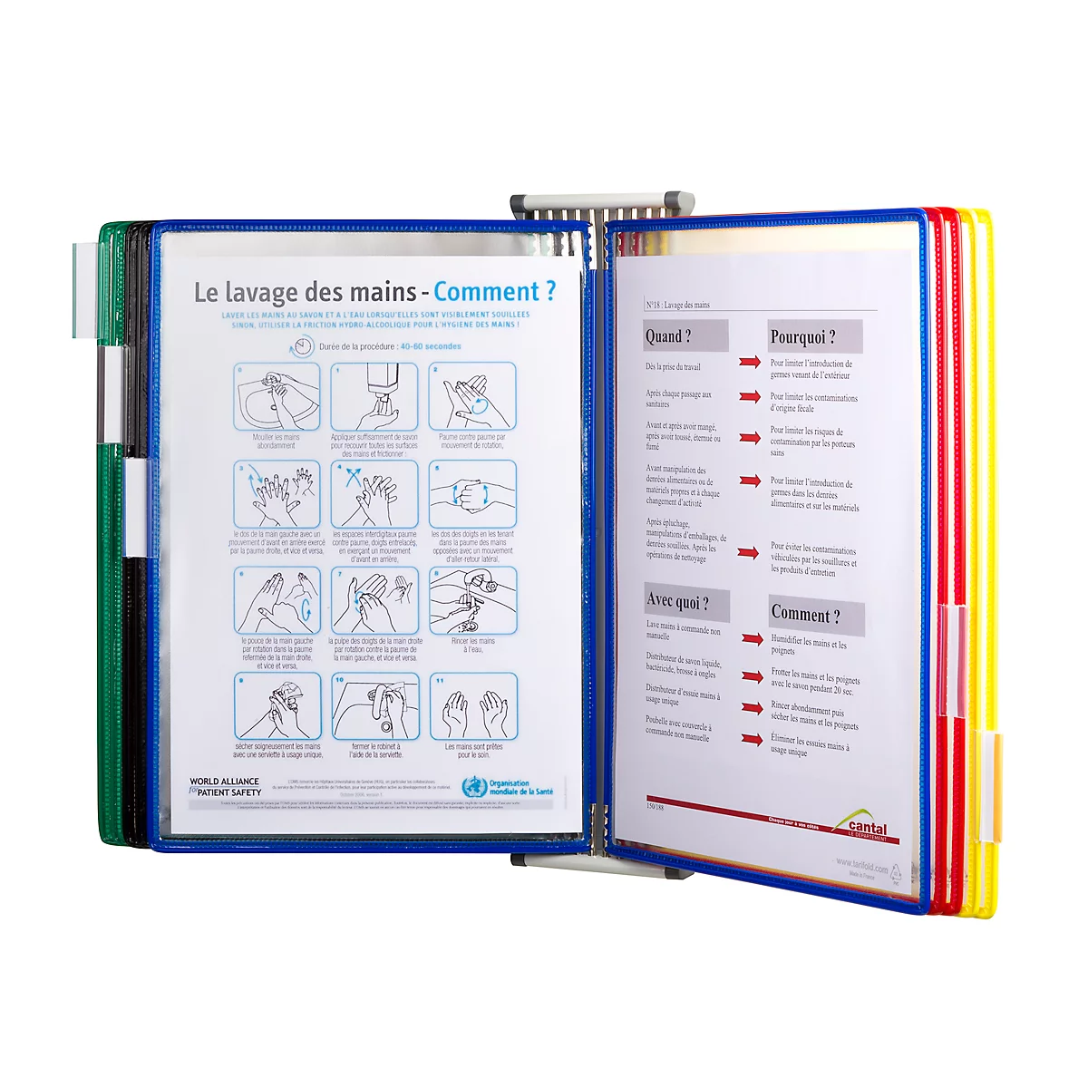 Sichttafelsystem Tarifold, A3, Stahlblech, lichtgrau, inkl. 10 Drehzapfentafeln, farbig sortiert