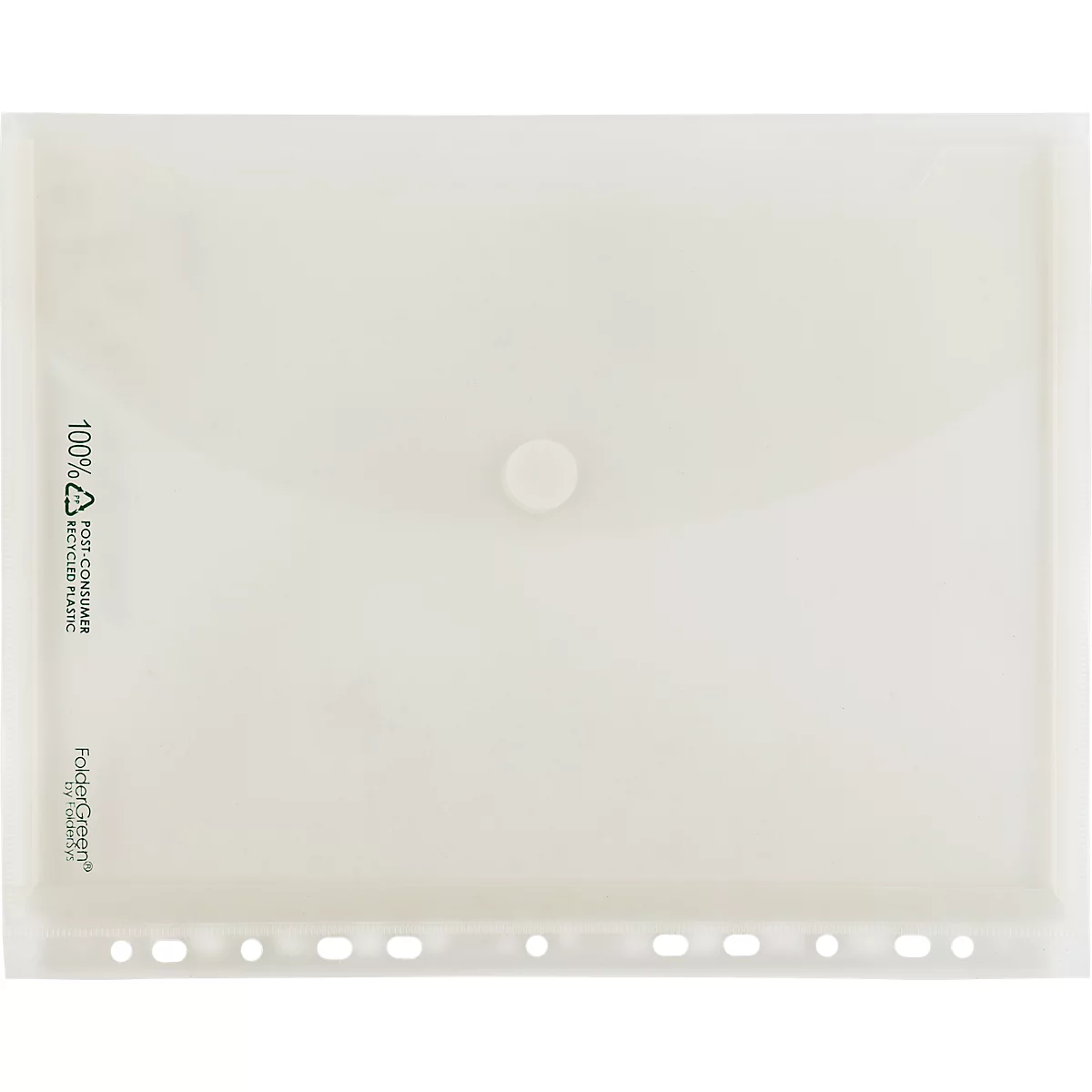 Sichttasche FolderSys FolderGreen®, A4 Hochformat, EURO-Lochung/umlaufende Dehnfalte/Abheftrand/Klappe/Klettverschluss, 100 % PCR-PP, transparent ,10 Stück