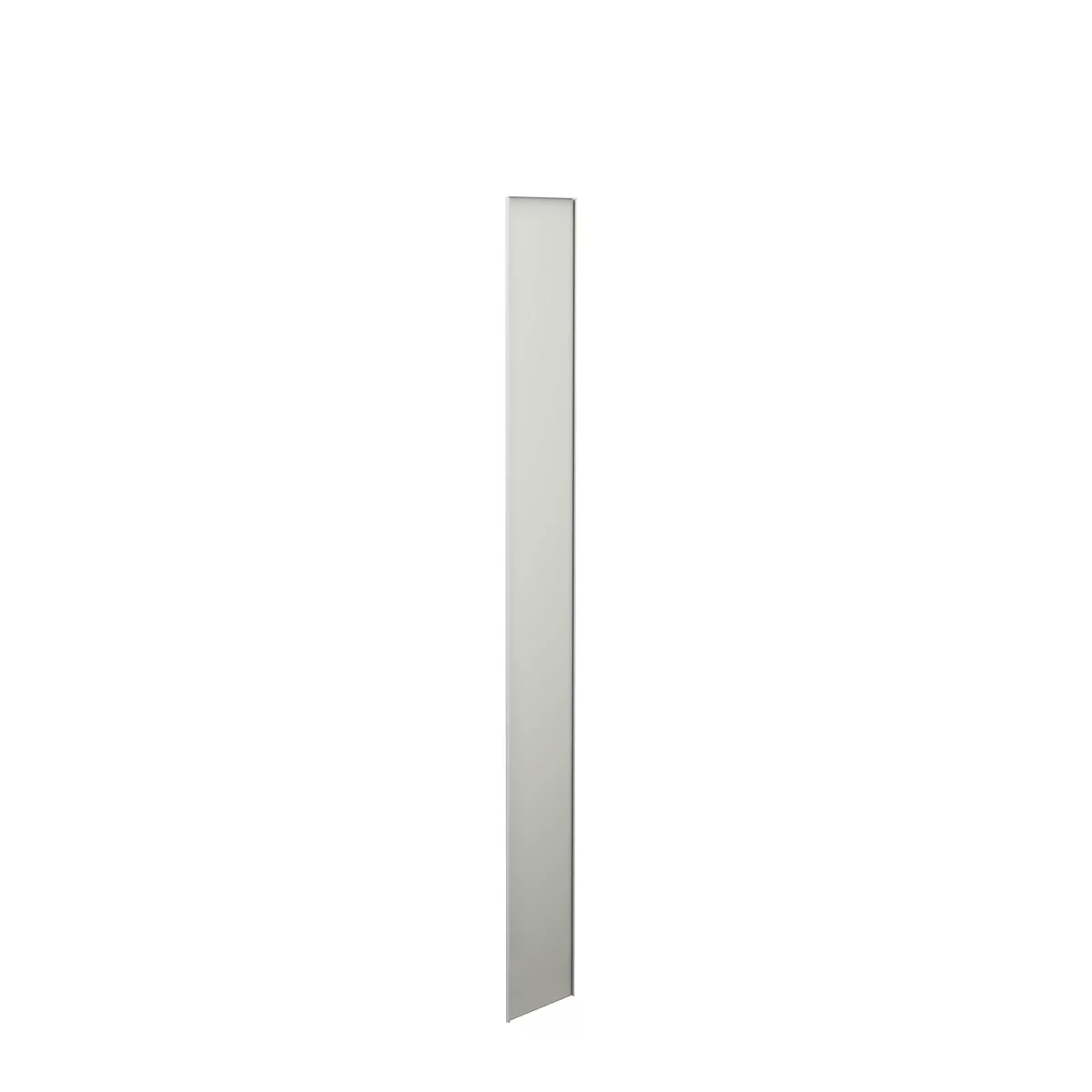 Grey, narrow, rectangular element. It is upright and positioned against a white background.