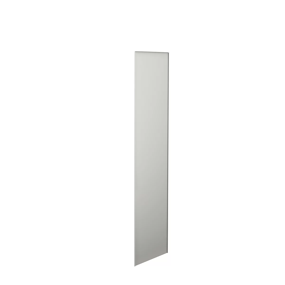 A rectangular, light gray panel, slightly inclined to the side, against a white background.