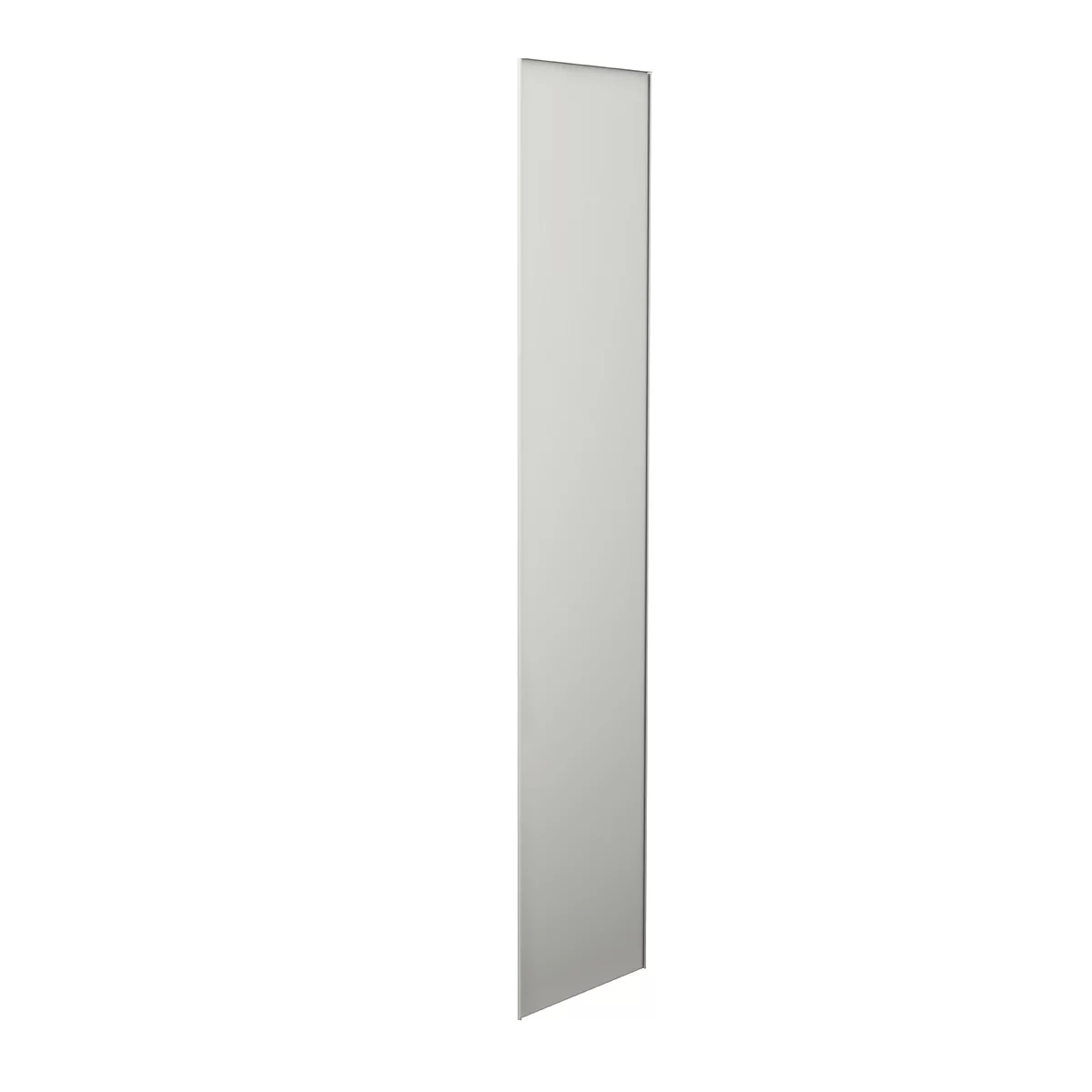 A long, narrow, light gray panel with a beveled corner against a white background.