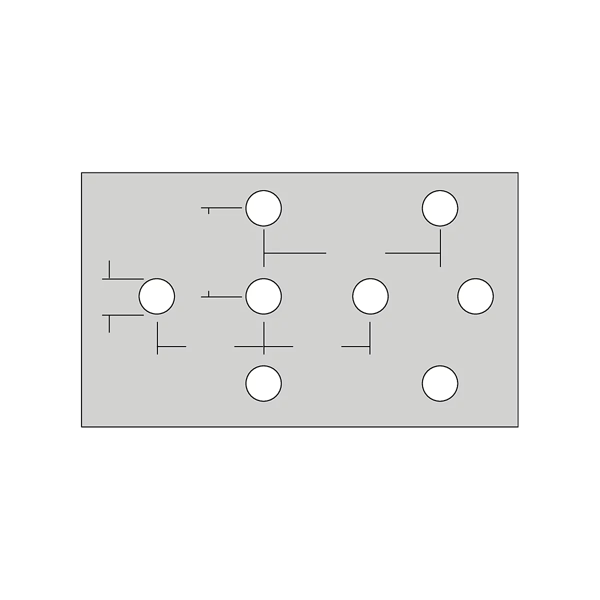 Grey surface with white circles and fine lines connecting the circles.