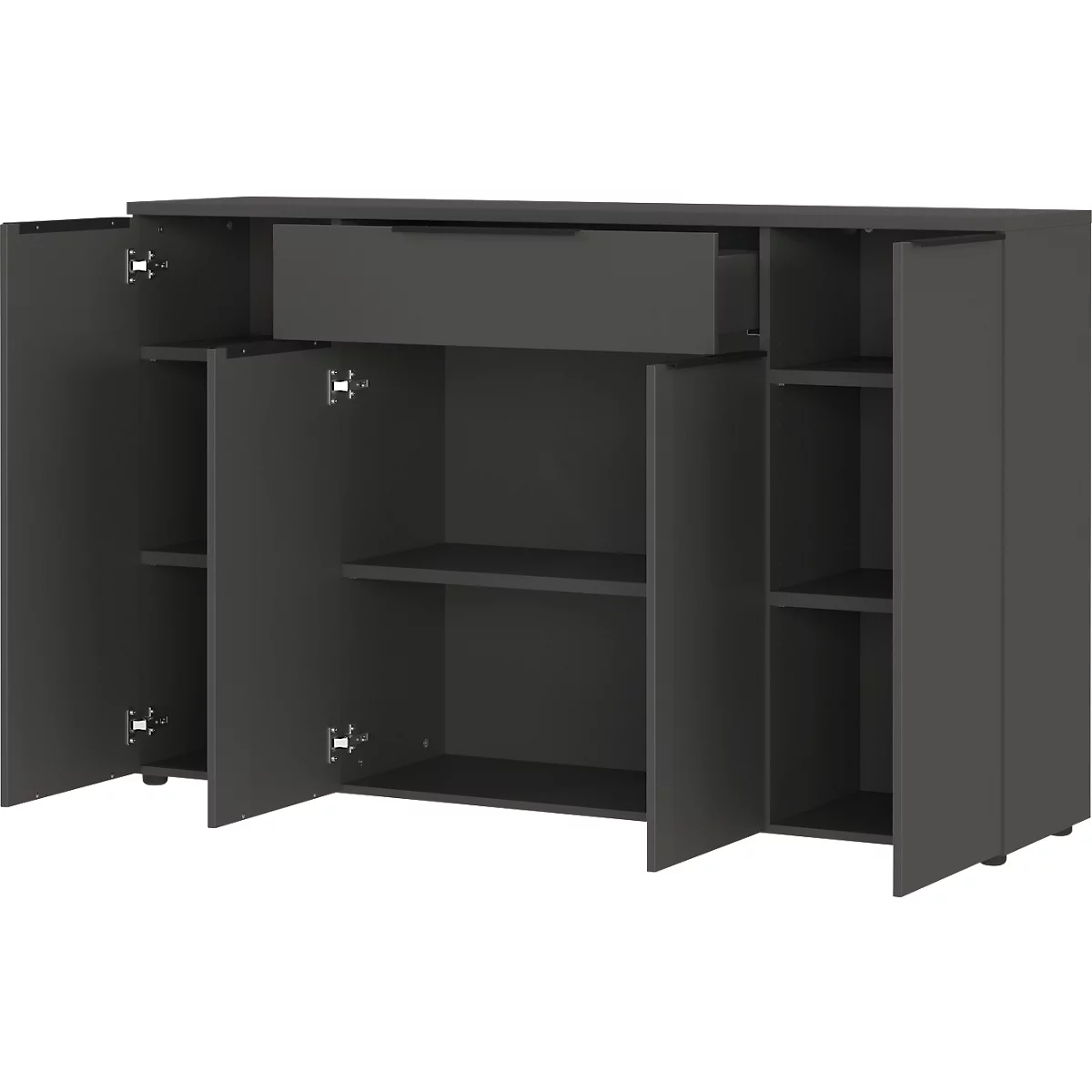 Sideboard Porto, mit 1 Schublade und 4 Türen, B 1610 x T 400 x H 1010 mm, graphit