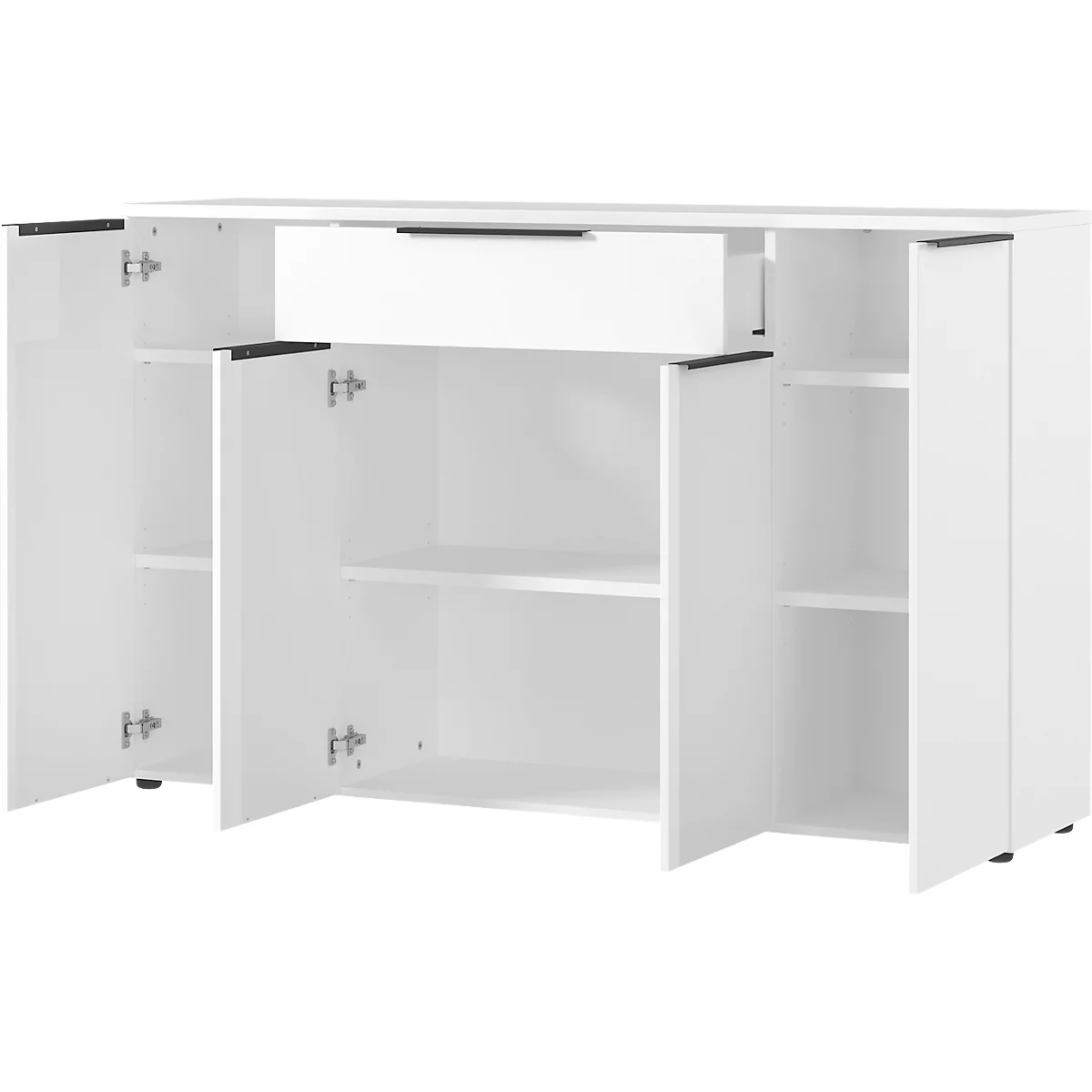 Sideboard Porto, mit 1 Schublade und 4 Türen, B 1610 x T 400 x H 1010 mm, weiß