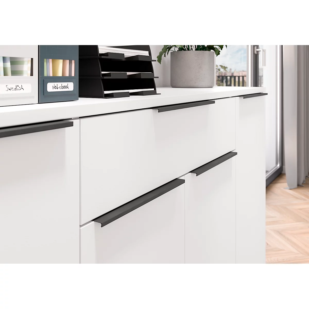 Sideboard Porto, mit 1 Schublade und 4 Türen, B 1610 x T 400 x H 1010 mm, weiß