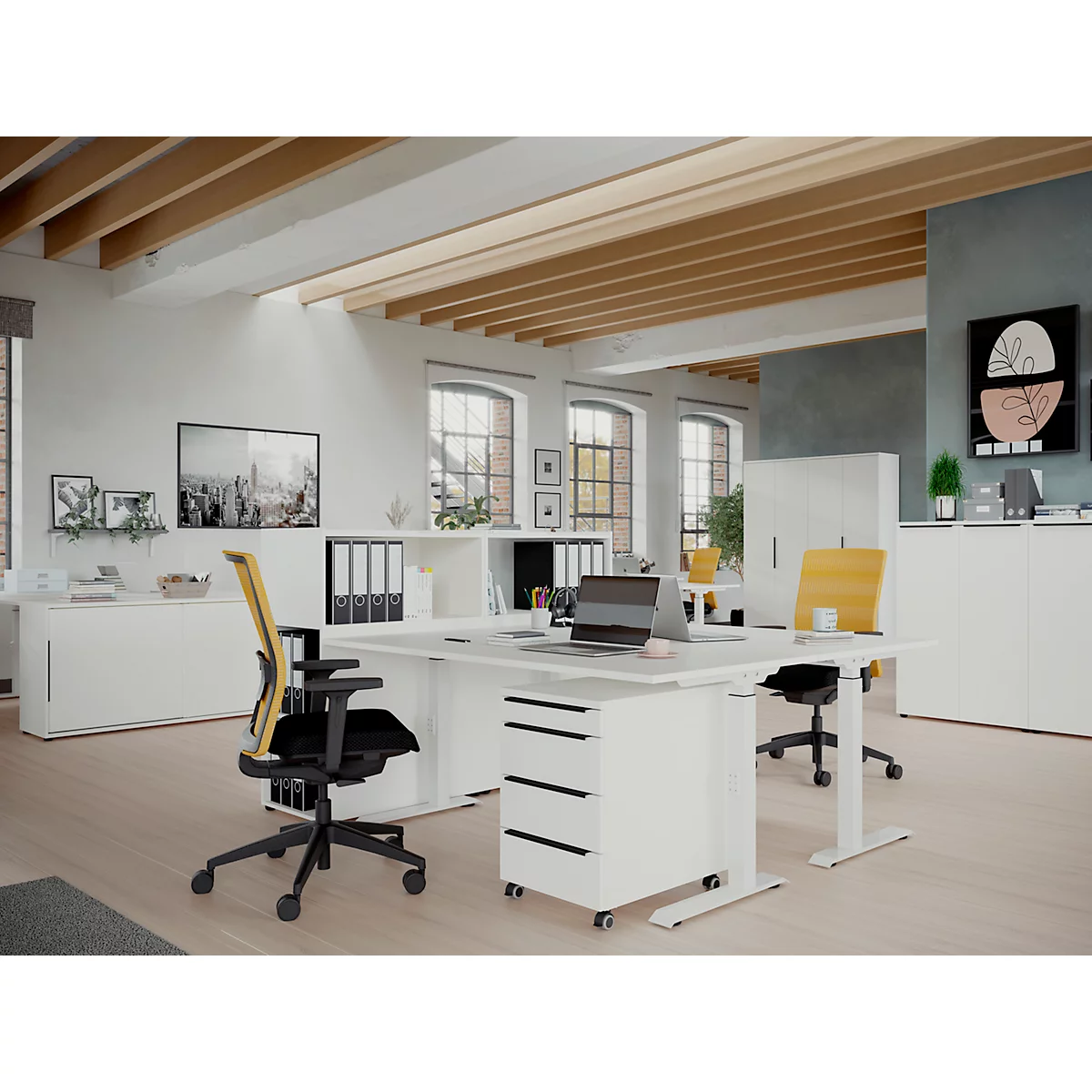 Sideboard Porto, mit 1 Schublade und 4 Türen, B 1610 x T 400 x H 1010 mm, weiß
