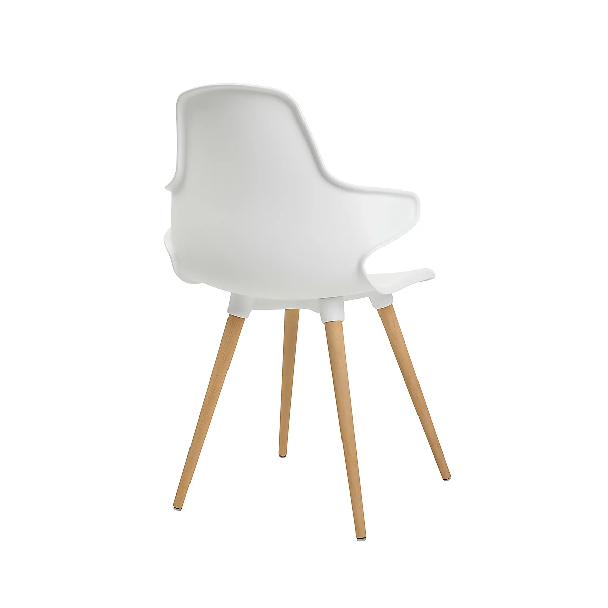 Siège coque Topstar® T 2020, 4 pieds, résistant aux désinfectants, avec accoudoirs, blanc/hêtre