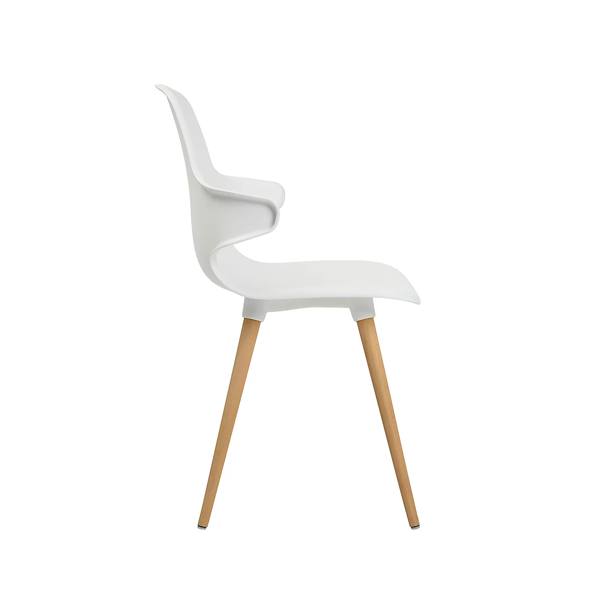 Siège coque Topstar® T 2020, 4 pieds, résistant aux désinfectants, avec accoudoirs, blanc/hêtre
