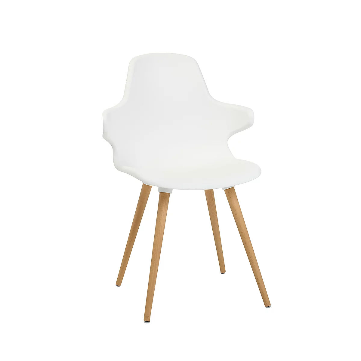 Siège coque Topstar® T 2020, 4 pieds, résistant aux désinfectants, avec accoudoirs, blanc/hêtre