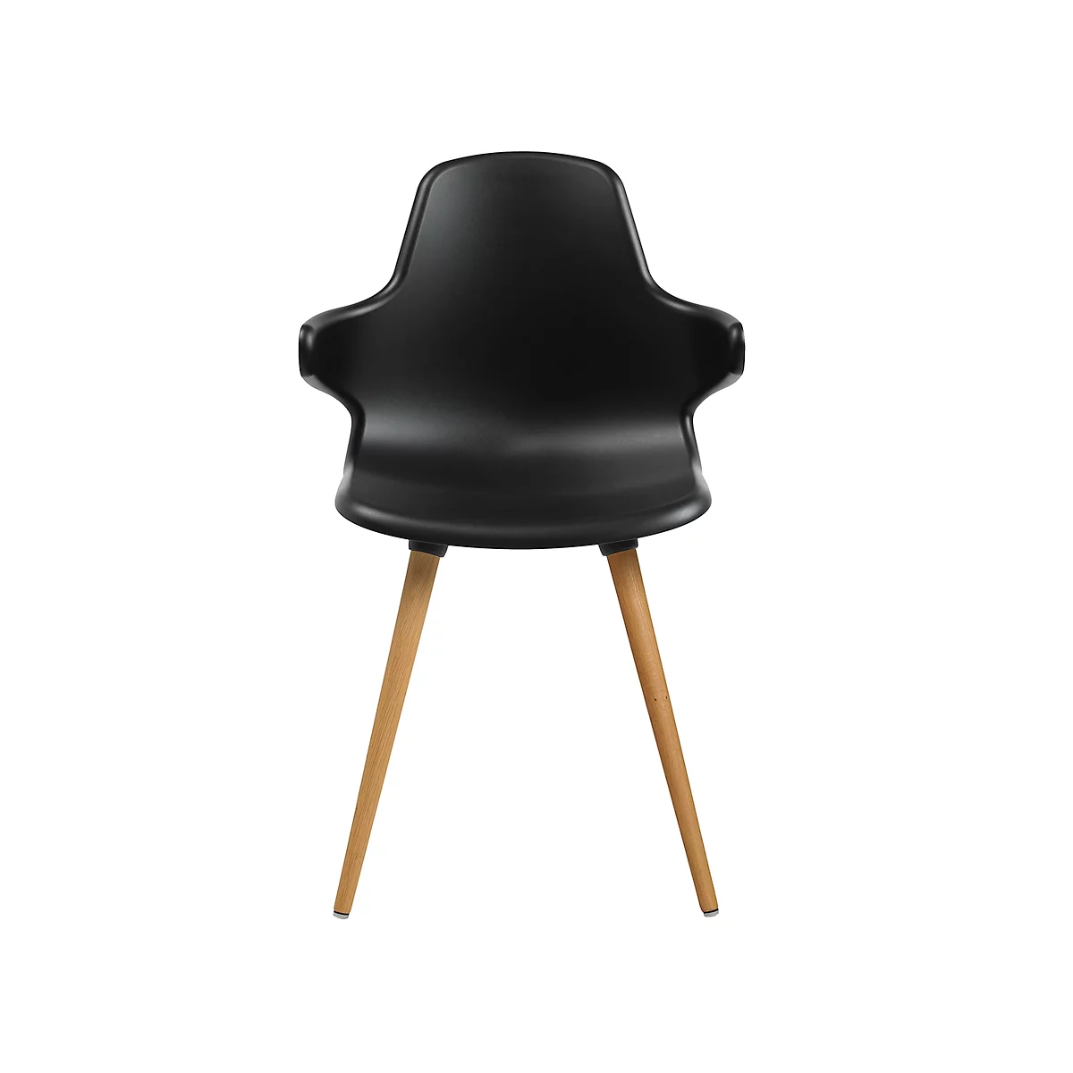 Siège coque Topstar® T 2020, 4 pieds, résistant aux désinfectants, avec accoudoirs, noir/hêtre