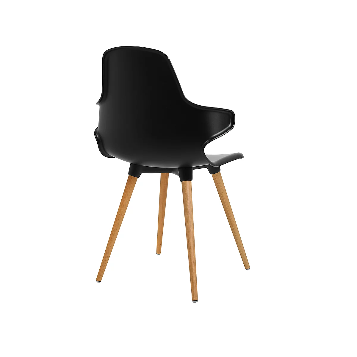 Siège coque Topstar® T 2020, 4 pieds, résistant aux désinfectants, avec accoudoirs, noir/hêtre