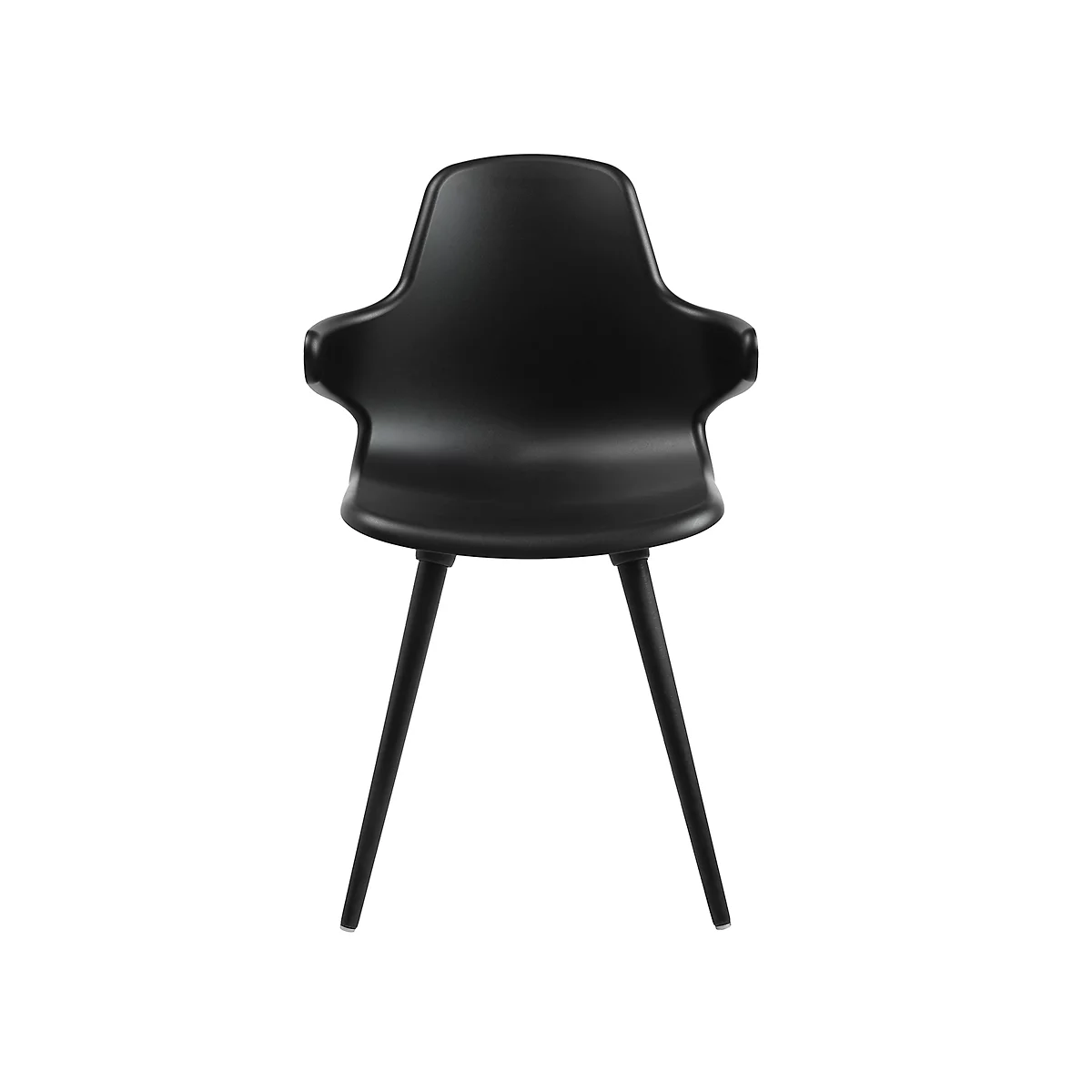 Siège coque Topstar® T 2020, 4 pieds, résistant aux désinfectants, avec accoudoirs, noir/noir