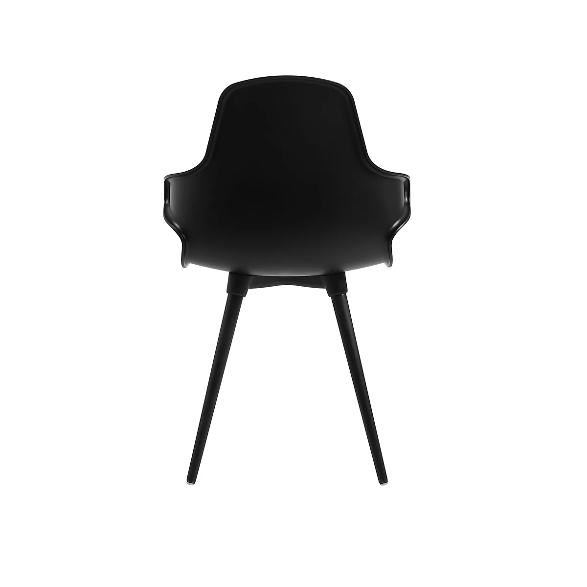 Siège coque Topstar® T 2020, 4 pieds, résistant aux désinfectants, avec accoudoirs, noir/noir
