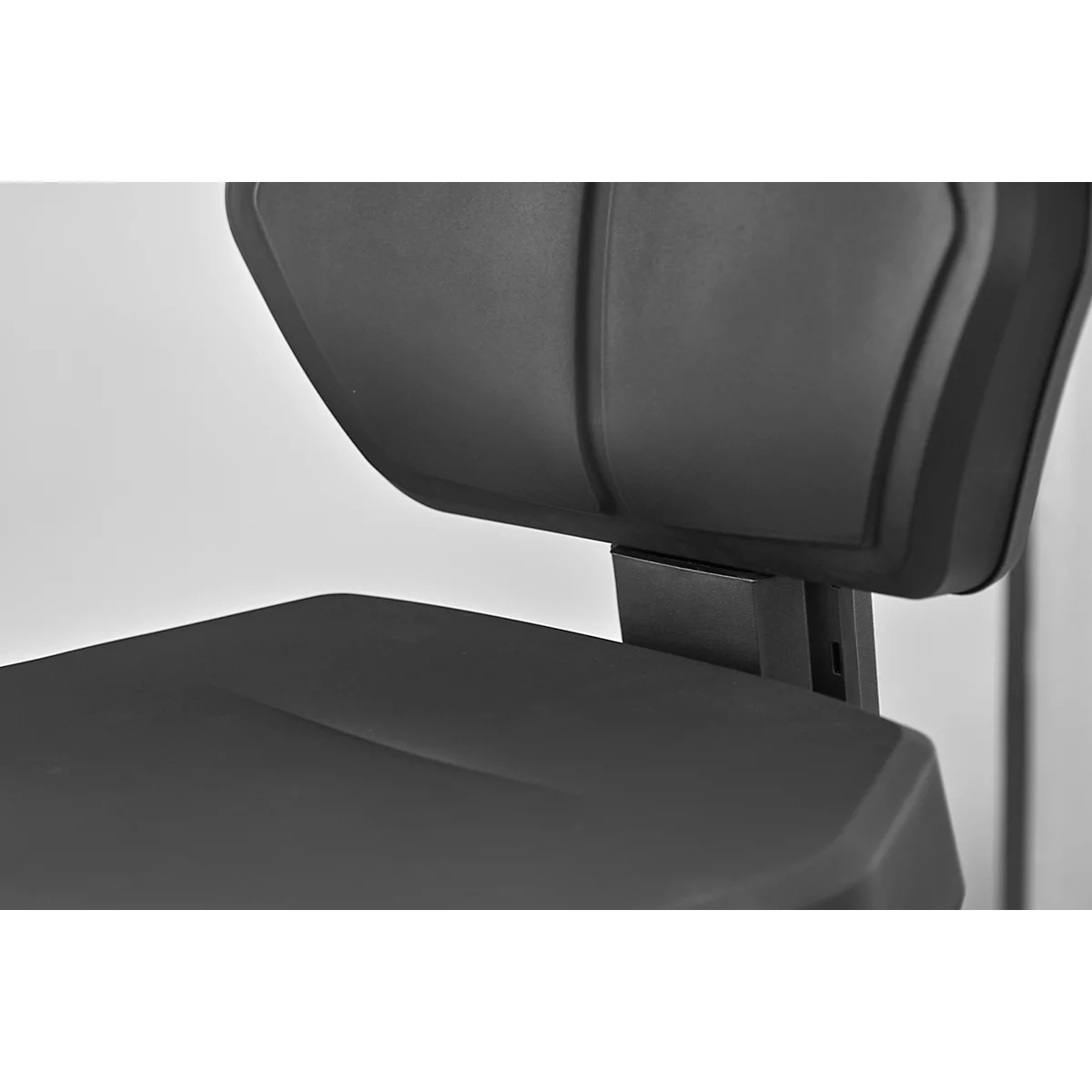 Siège d'atelier pivotant, polyvalent, sans accoudoirs, à contact permanent, avec roulettes, revêtement PU, noir