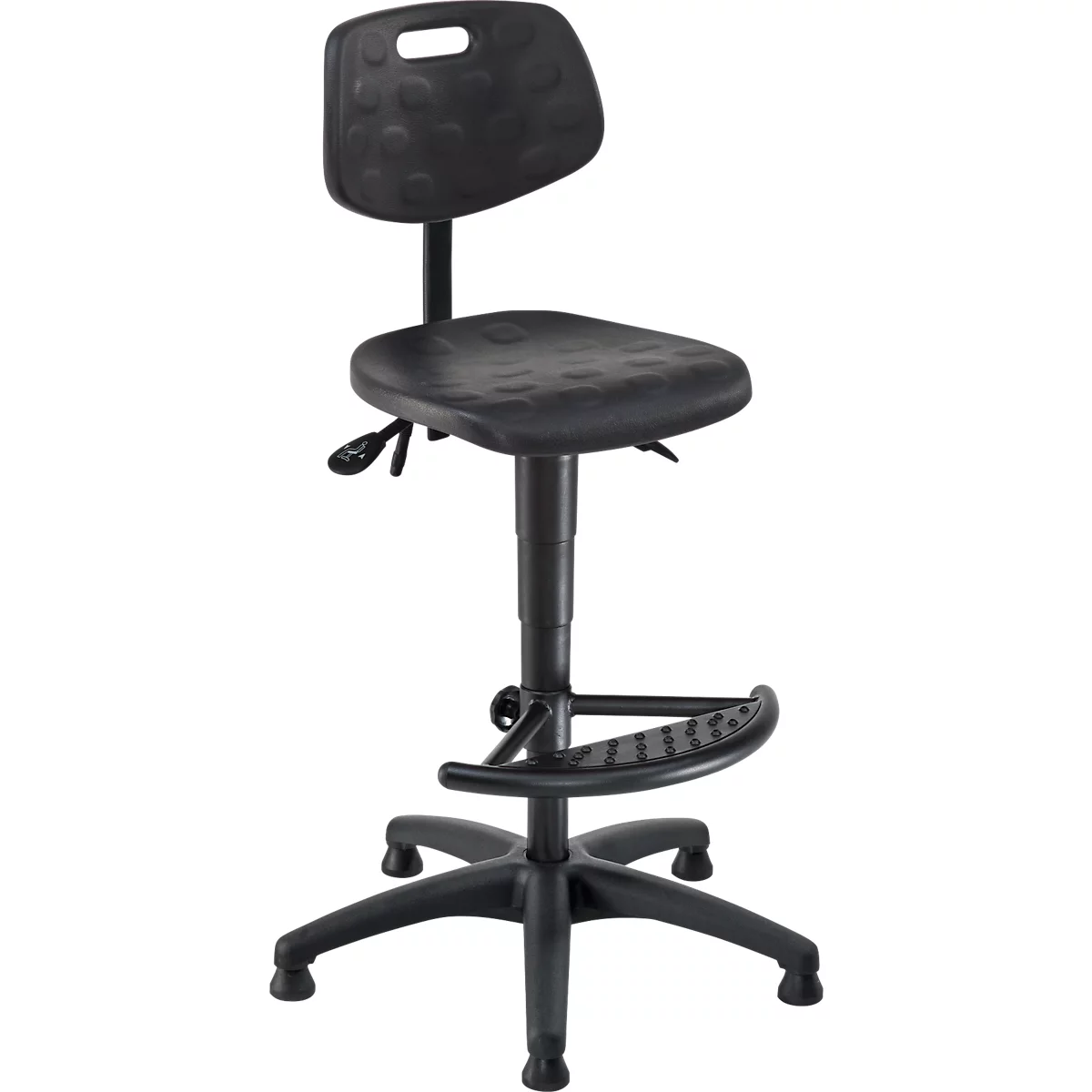 Siège d'atelier pivotant ProWork PW1-H-PU-FS1, patins et anneau repose-pieds