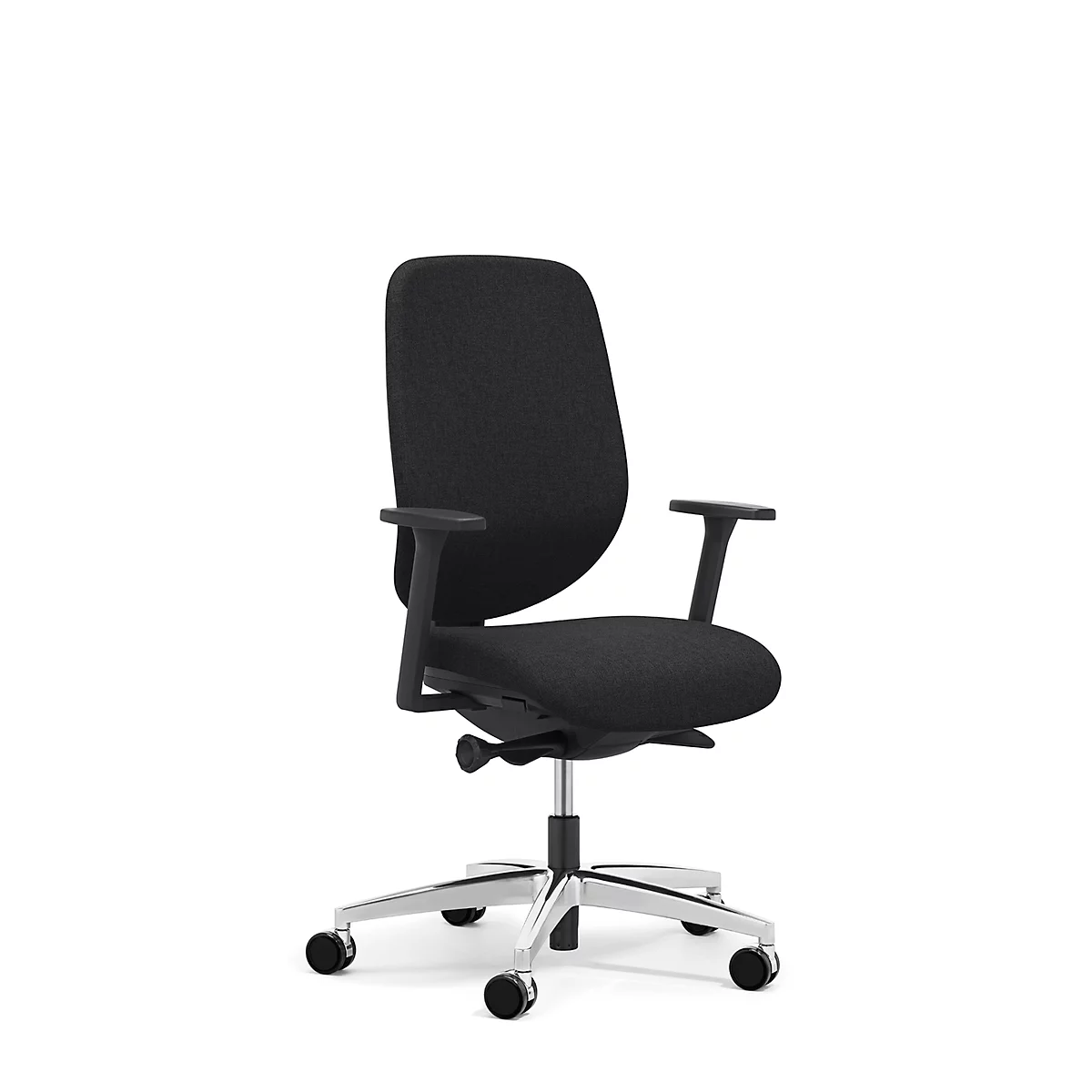 Siège de bureau 353 Giroflex, avec accoudoirs, mécanisme synchrone automatique, assise galbée, noir/alu blanc
