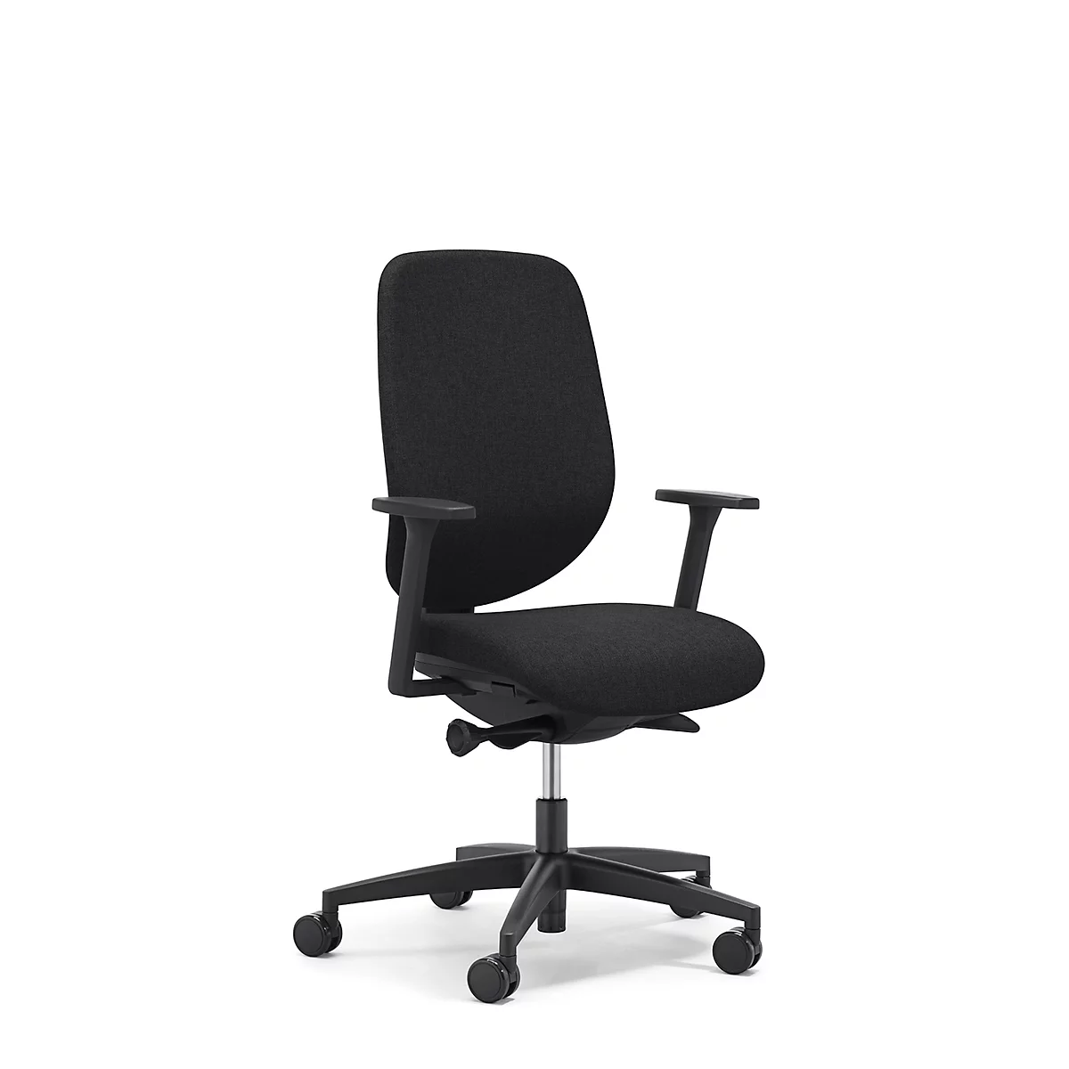 Siège de bureau 353 Giroflex, avec accoudoirs, mécanisme synchrone automatique, assise galbée, noir/noir