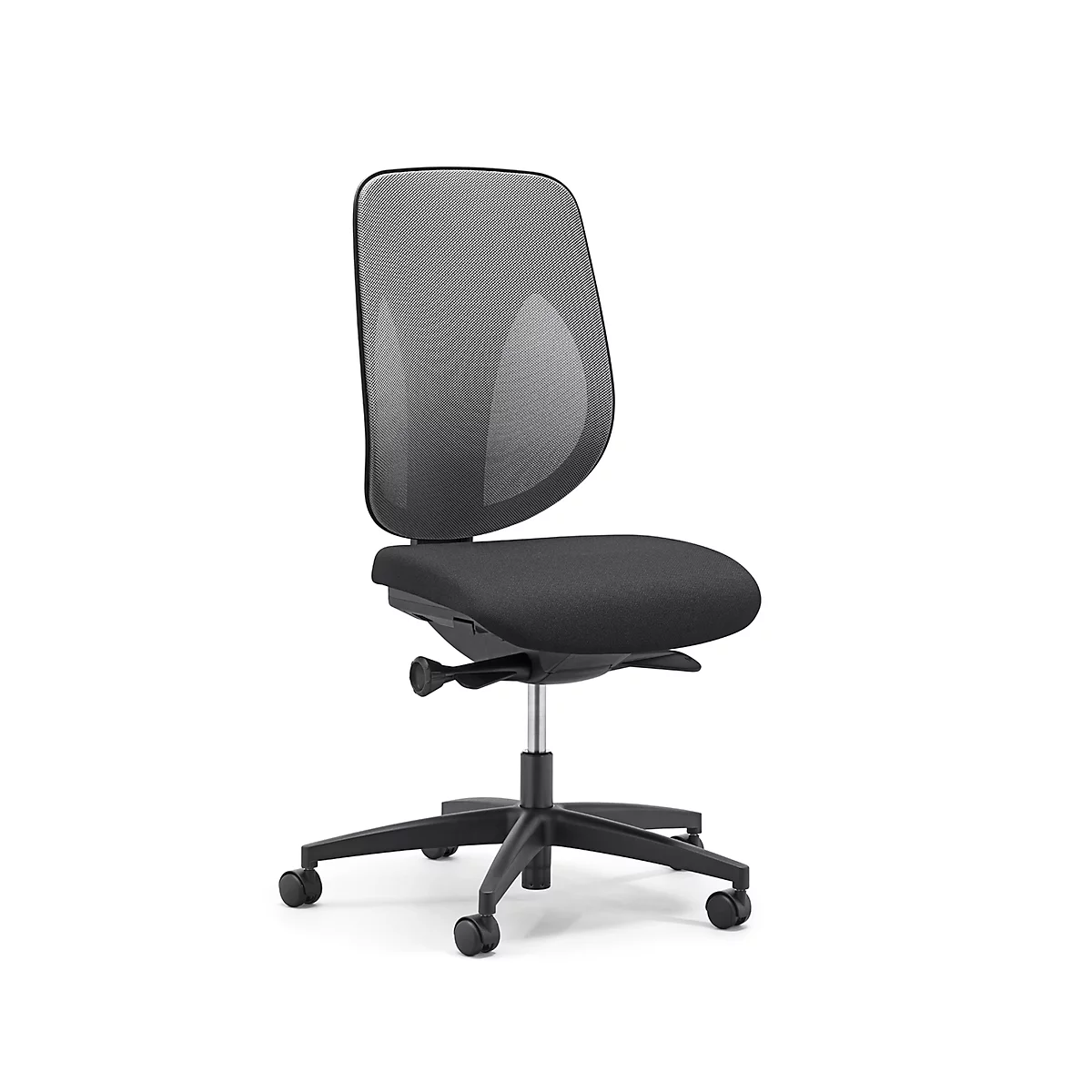 Siège de bureau 353 Giroflex, sans accoudoirs, mécanisme synchrone automatique, assise galbée, dossier 3D en filet, gris/noir