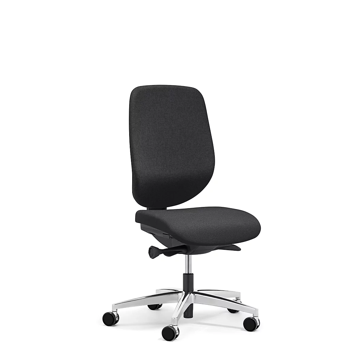 Siège de bureau 353 Giroflex, sans accoudoirs, mécanisme synchrone automatique, assise galbée, noir/alu blanc