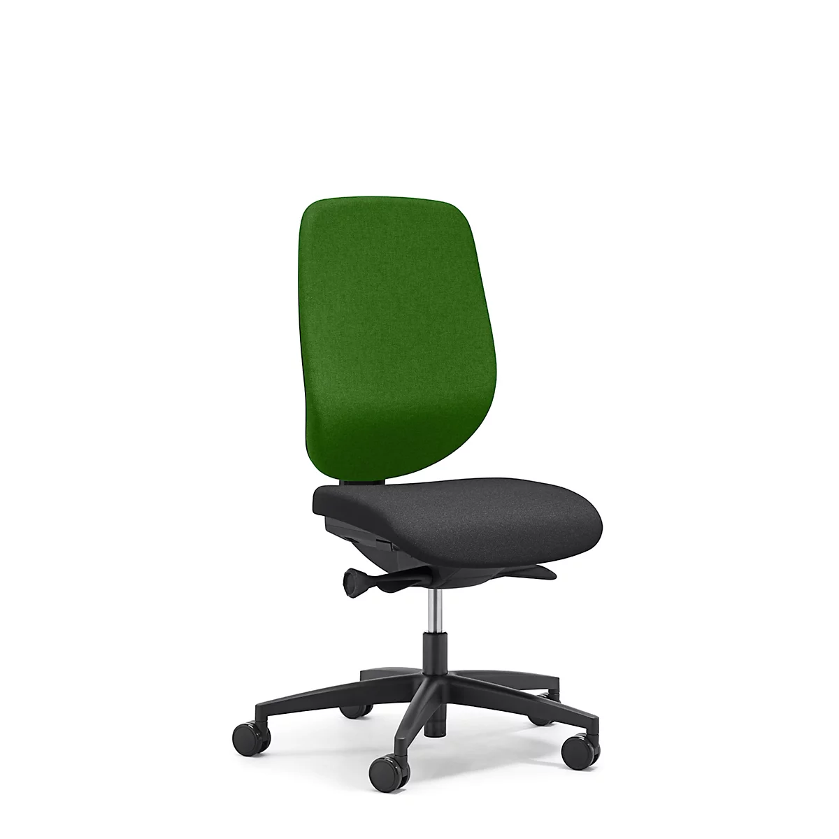 Siège de bureau 353 Giroflex, sans accoudoirs, mécanisme synchrone automatique, assise galbée, vert/noir