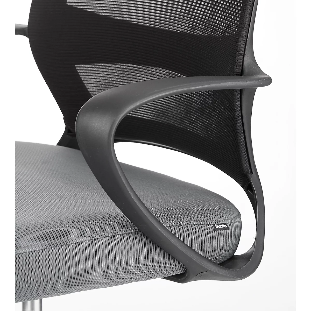 Siège de bureau CDP62, avec accoudoirs, siège multicouche, noir/gris