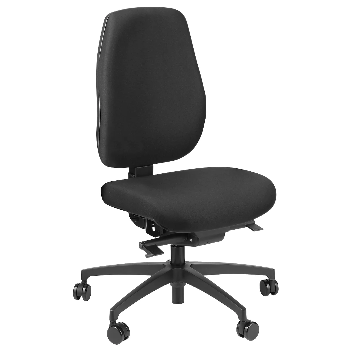 Siège de bureau Dauphin SHAPE SC ECONOMY, mécanisme synchrone, sans accoudoirs, assise plate avec roulette pour les genoux, roulettes universelles, noir