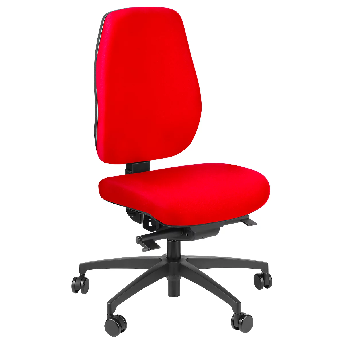Siège de bureau Dauphin SHAPE SC ECONOMY, mécanisme synchrone, sans accoudoirs, assise plate avec roulette pour les genoux, roulettes universelles, rouge