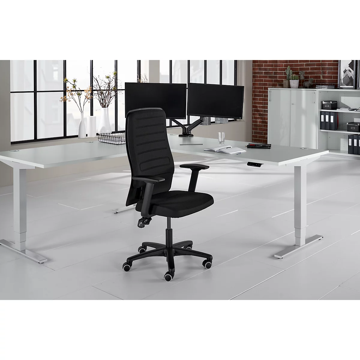 Siège de bureau ECCON plus-3 Prosedia, à contact permanent, avec accoudoirs, dossier en mousse moulée avec soutien lombaire, assise plate 