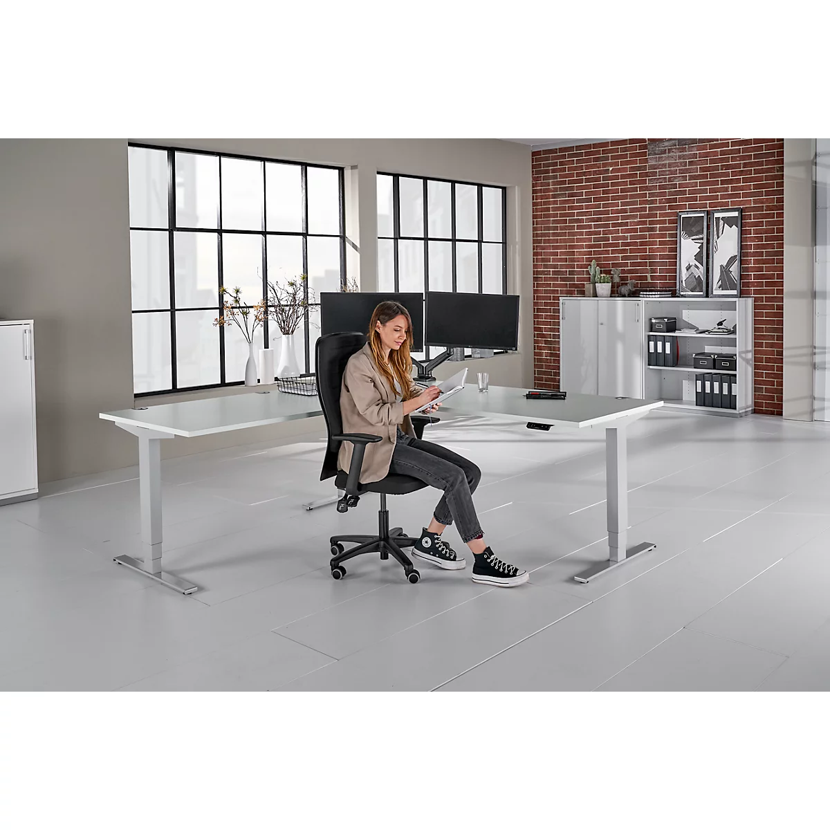 Siège de bureau ECCON plus-3 Prosedia, à contact permanent, avec accoudoirs, dossier en mousse moulée avec soutien lombaire, assise plate 