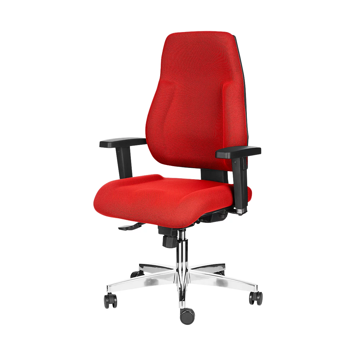 Siège de bureau FEEL GOOD Topstar, mécanisme synchrone, sans accoudoirs, dossier haut, grande assise galbée, rouge