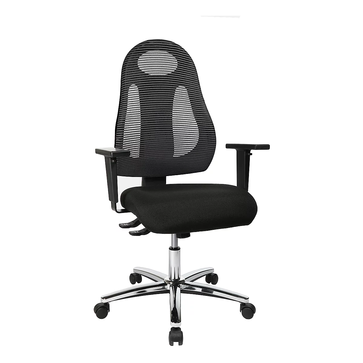 Siège de bureau FREE ART Topstar, mécanisme synchrone, sans accoudoirs, dossier au design respirant, anthracite