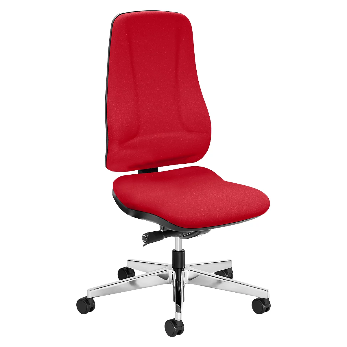 Siège de bureau LEANOS V ERGO Prosedia, mécanisme synchrone, sans accoudoirs, dossier ergonomique, rouge/aluminium poli